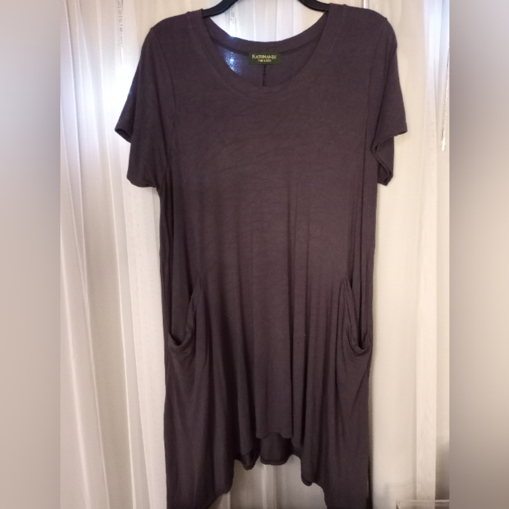 Kathmandu Boho Asymmetrical Tunic Top w/ Front Pockets